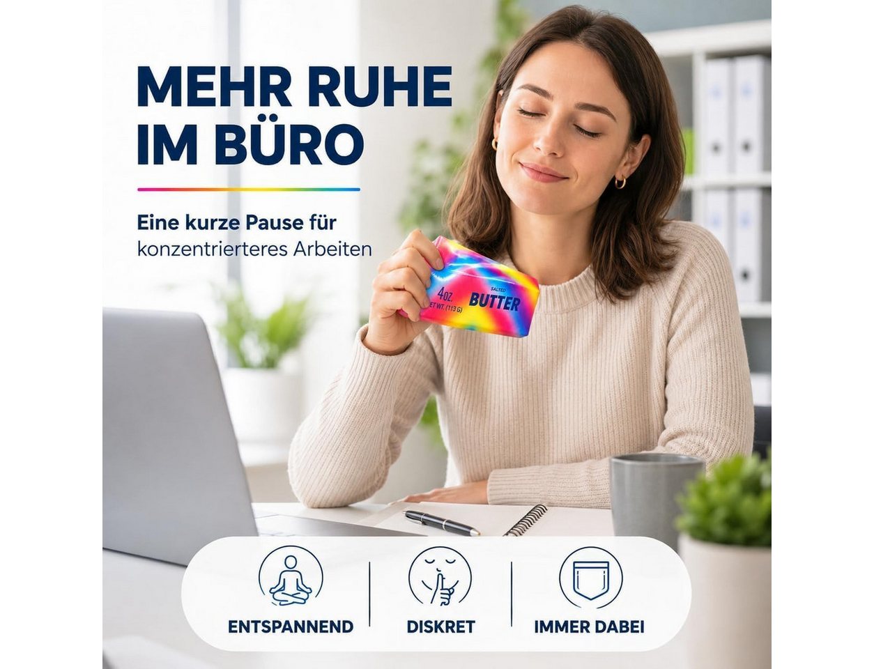 TK Gruppe Anti-Stress-Ball Butter-Squishy zum Drücken und Kneten, Gelb oder Rainbow Bild 2