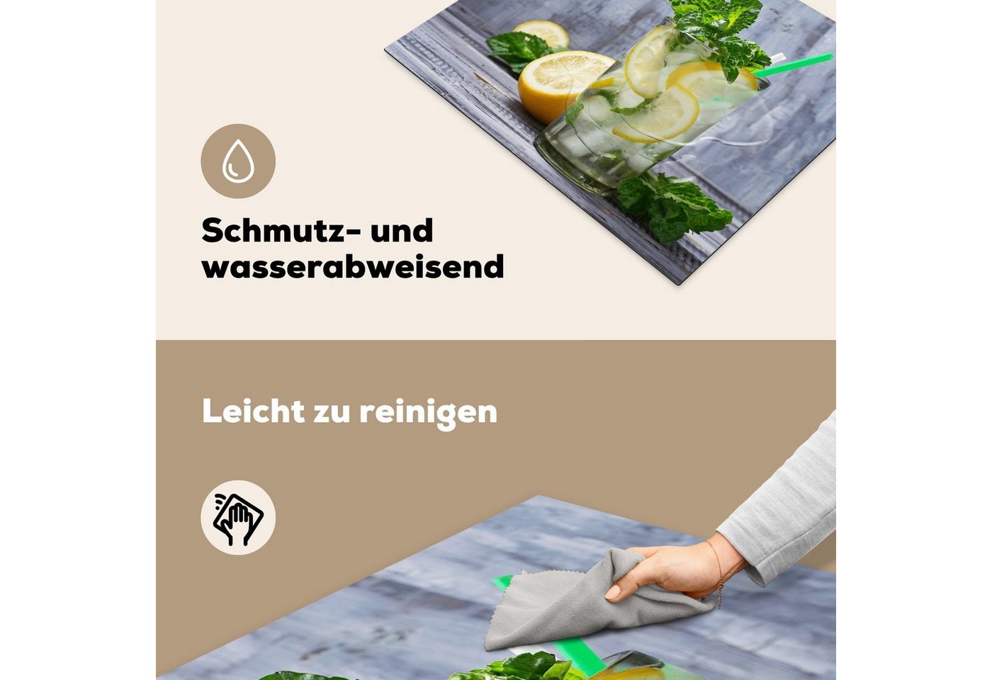 MuchoWow Herd-Abdeckplatte Cocktail - Früchte - Kräuter, Vinyl, (1 tlg), Abdeckung Induktionskochfeld Schutzmatte, Küche Deko, 65x52 cm