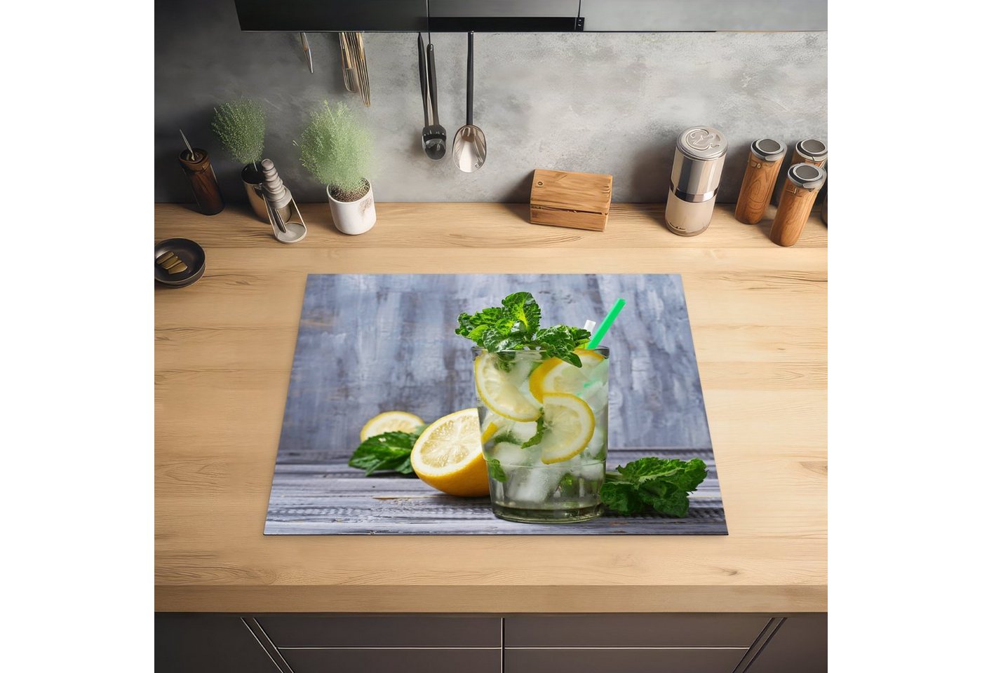 MuchoWow Herd-Abdeckplatte Cocktail - Früchte - Kräuter, Vinyl, (1 tlg), Abdeckung Induktionskochfeld Schutzmatte, Küche Deko, 65x52 cm Bild 4