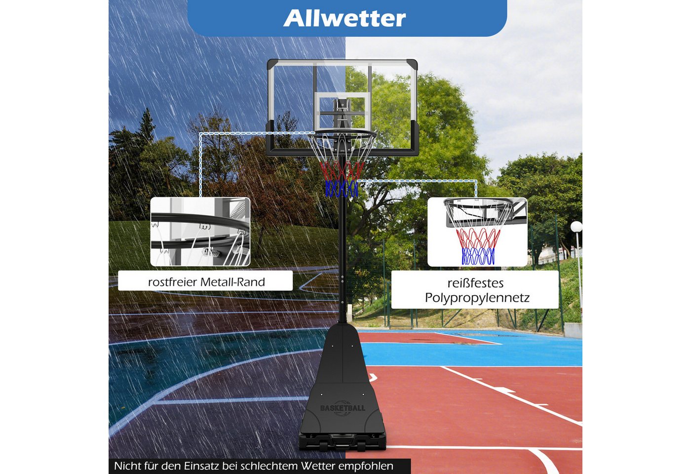 COSTWAY Basketballständer Basketballkorb höhenverstellbar, für Kinder, Erwachsene