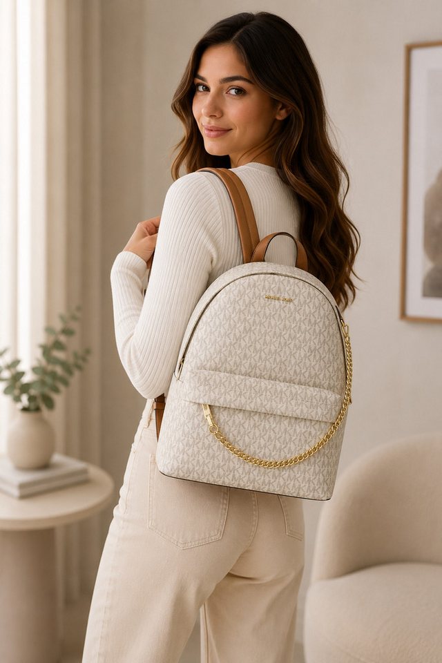 MICHAEL KORS Rucksack Michael Kors Slater Medium Rucksack Logo-Print Vanilla Gold Bild 3