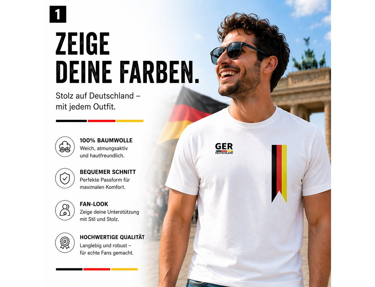 TK Gruppe Fußballtrikot Deutschland-Fan-Shirt zur WM 2026, schwarz oder weiß, M bis XL (Packung) Bild 4