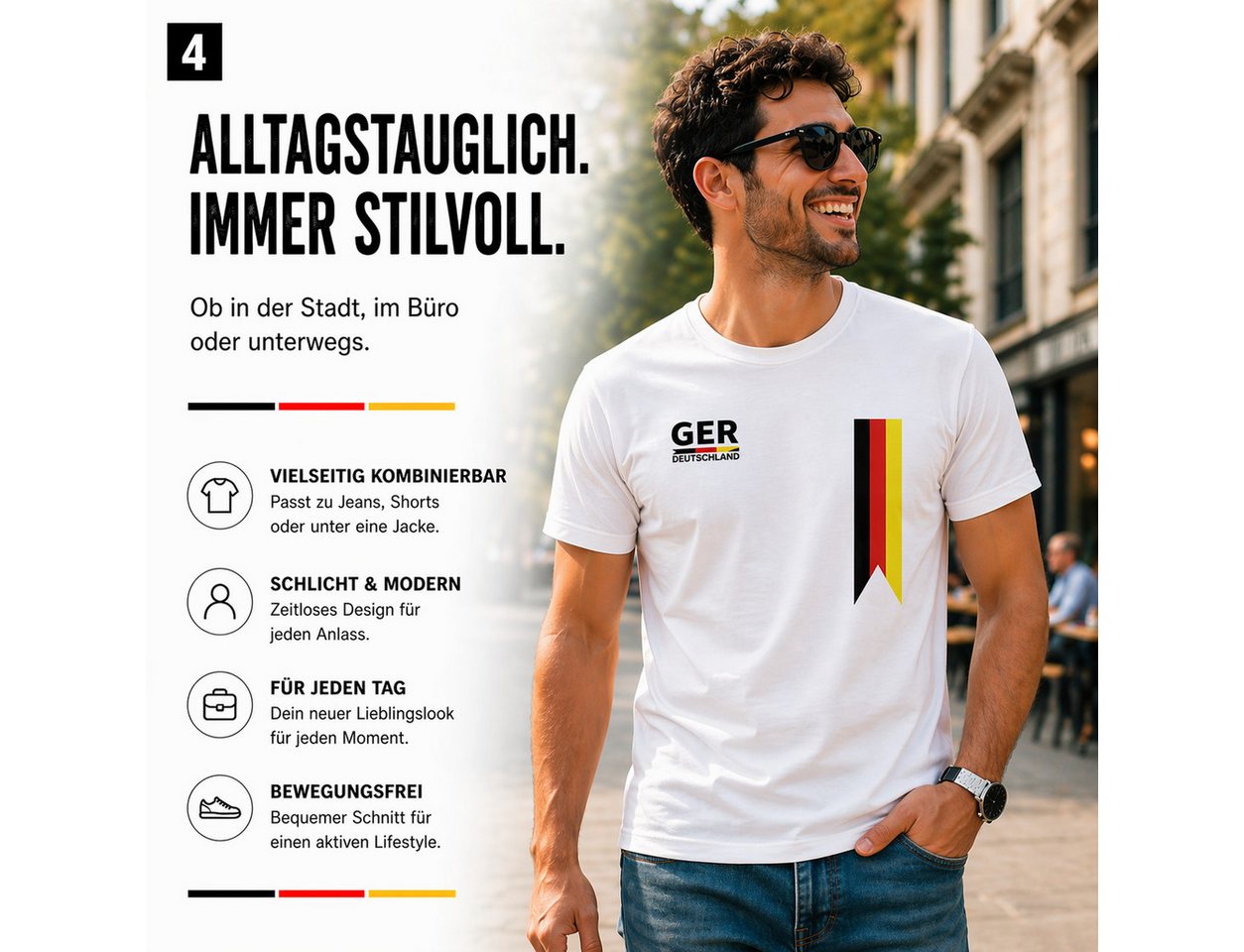 TK Gruppe Fußballtrikot Deutschland-Fan-Shirt zur WM 2026, schwarz oder weiß, M bis XL (Packung) Bild 5