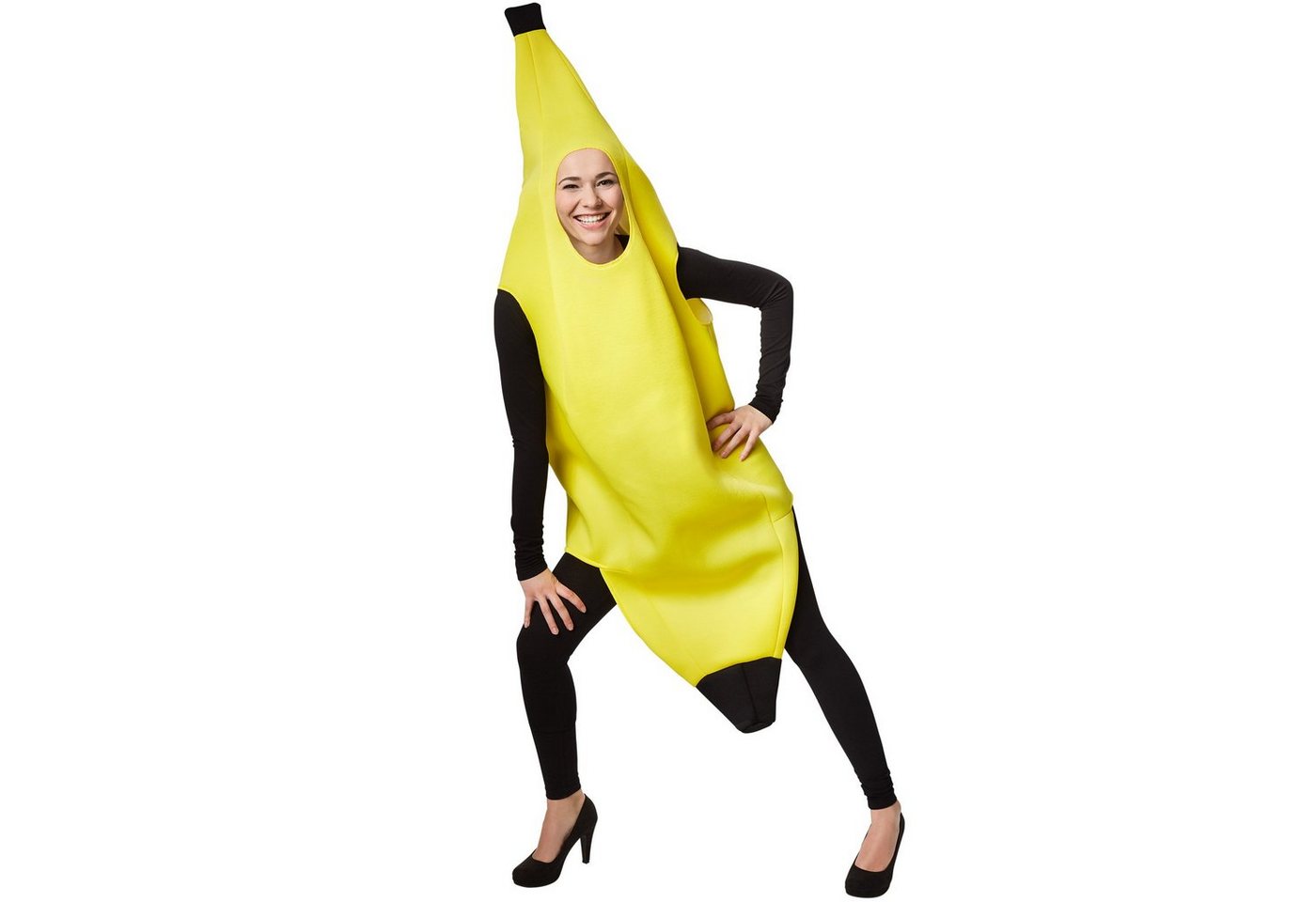 dressforfun Lebensmittel-Kostüm Obstfigur/Fruchtgewand, in schwarz/gelb, Gr. XL, Stabiles Material, Lustiges ärmelloses längeres Oberteil, Cooles und ulkiges Kostüm Bild 2