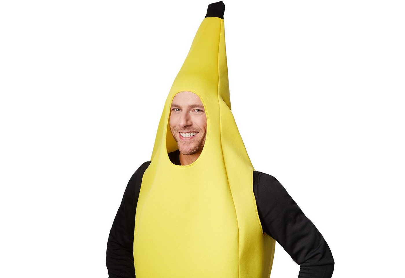 dressforfun Lebensmittel-Kostüm Obstfigur/Fruchtgewand, in schwarz/gelb, Gr. XL, Stabiles Material, Lustiges ärmelloses längeres Oberteil, Cooles und ulkiges Kostüm Bild 4