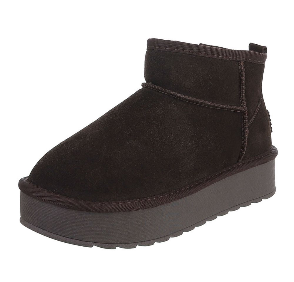 Ital-Design Damen Snowboots Freizeit Snowboots (92457567) Flach Stiefeletten in Braun