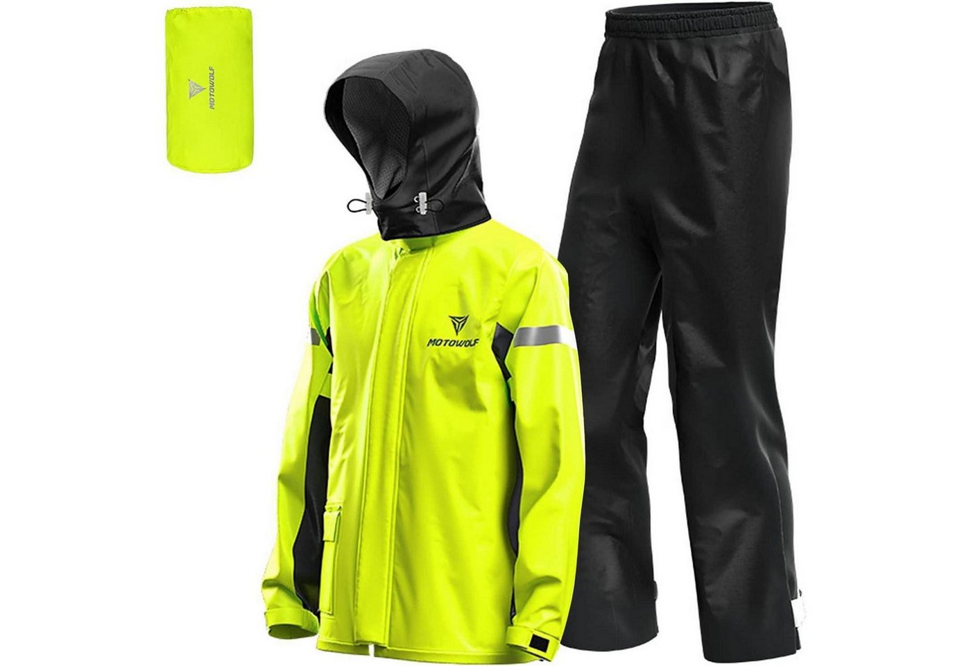 LuxusKollektion Fahrradtasche Regenanzug Herren Motorrad Reflektierend Wasserdicht Gelb M Bild 3