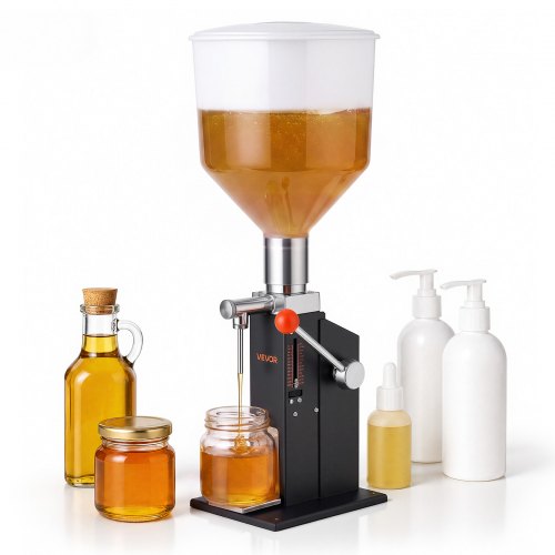 VEVOR Manuelle Abfüllmaschine 10-120ml Flüssigkeitsfüller mit 12L Trichter, Abfüllanlage für Getränke Öl Honig & Lotion, Kohlenstoffstahlgehäuse, Tropfschutzdüse, Höhenverstellbarer Einfüllplattform