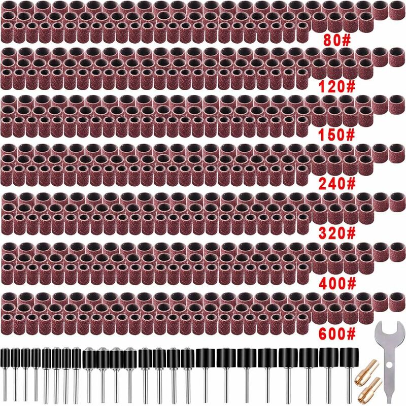 531 Teile Schleiftrommel Set Für Dremel Rotationswerkzeuge, Mit 504 Teilen Schleiftrommel 24 Teile Schleiftrommel Spannfutter 2 Teile Selbstspannendes Spannfutter Und 1 Teil Schlüssel Adélala