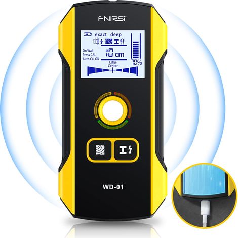 Stud Finder Wall Scanner - 6 In 1 Electronic Wall Wood Stud Finder, Wall Detector With Updated Positioning Hole For Center And Edge Of Wood Ac Wire Metal Studs Joist Pipe
