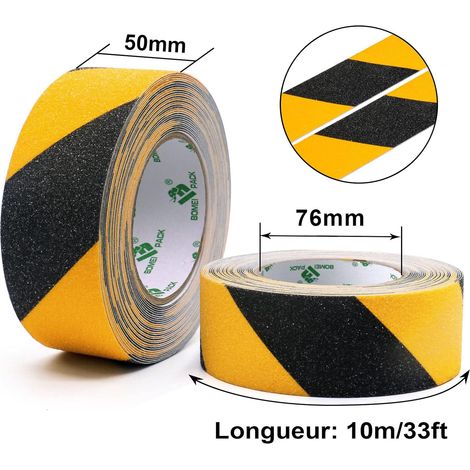 2 Pack Of Non-slip Adhesive Tape For Stairs, Safety Tape, Yellow Black Non-slip Tape, Warning Tapes, Safety Marking (5 Cm X 10 M), Bomei Pack