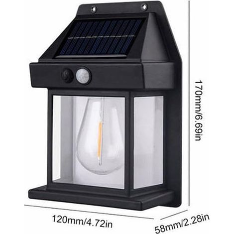 Outdoor Solar Wall Lamp, Solar Tungsten Wall Light, Solar Motion Sensors Wall Lights, Outside Outdoor Lights For Yard (2pcs,black)