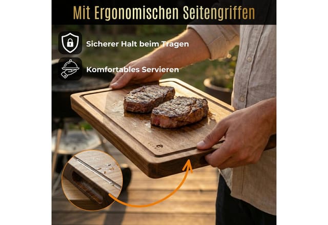 Schneidebrett Aus Akazienholz - Hochwertiges Küchenbrett Mit Saftrille &