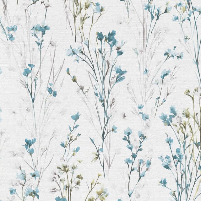 Vliestapete - Forest Dreams - Hellgrau Olive Türkis Blumen Floral Erismann - 1056118