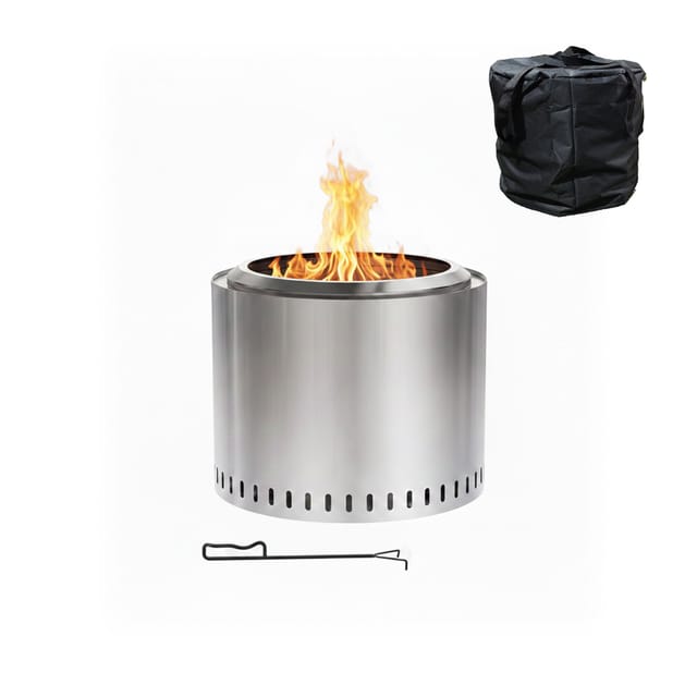 Relaxdays Feuerschale Ohne Rauch, Edelstahl, Hxd 40,5 X 49 Cm, Standfuß & Aschebehälter, Rauchfreie Feuerstelle, Silber