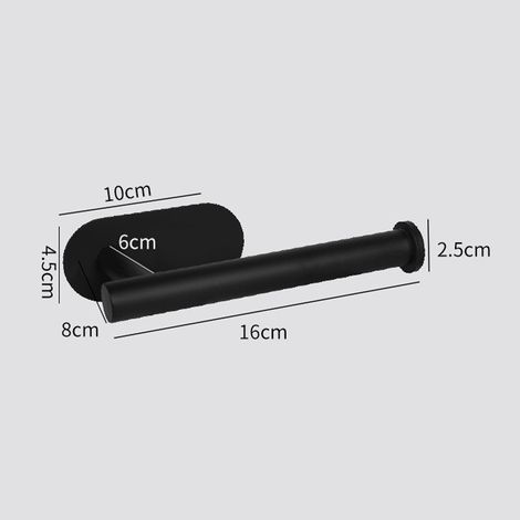 4-pieces Bathroom Hardware Set, Adhesive Matte Black Bathroom Accessories Including 16in Bath Towel Bar, Toilet Paper Holder, Towel Ring, Hooks, Stainless Steel No Drill Sticky On Towel Holder Kit