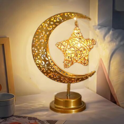 Lampe De Table Fantaisie Lune À Suspendre En Forme D'Étoile Pour Ramadan,table De Chevet, Lampe De Chambre D'Enfant, Dortoir, Décoration De Noël