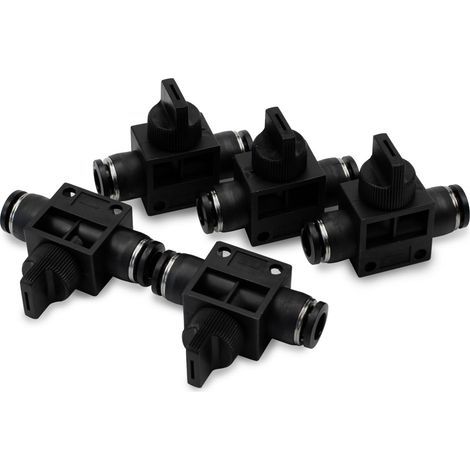 5pcs 10mm Tubes Od Ball Valve Air Flow Control Straight Pneumatic Union Fitting Push To Connect
