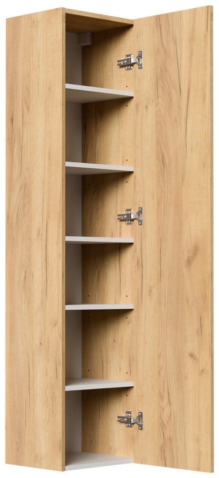 Badmöbelset Roma Xl 4-teilig Led-spiegel Hochschrank 3er Boxen Eiche Gold