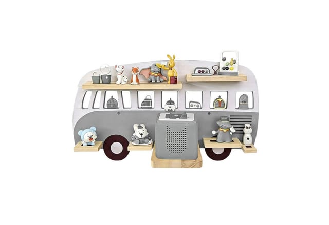 Relaxdays Toniebox Regal, Magnetisch, Für Hörspielbox & 25 Tonies, Bus, Hxbxt: 32x62x13 Cm, Toniefigurenregal, Grau