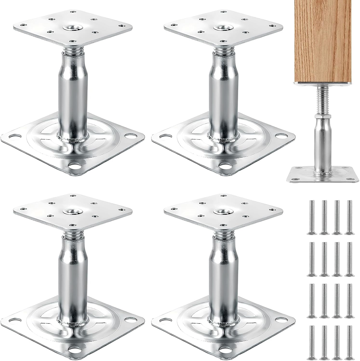 4-stuck-pfostentrager-hohenverstellbar-verzinkte-100-150-mm-pfostentrager-stutzenfu-bodenfu-fur-zaune-unterstande-carports-pergolen-bauarbeiten-210239101