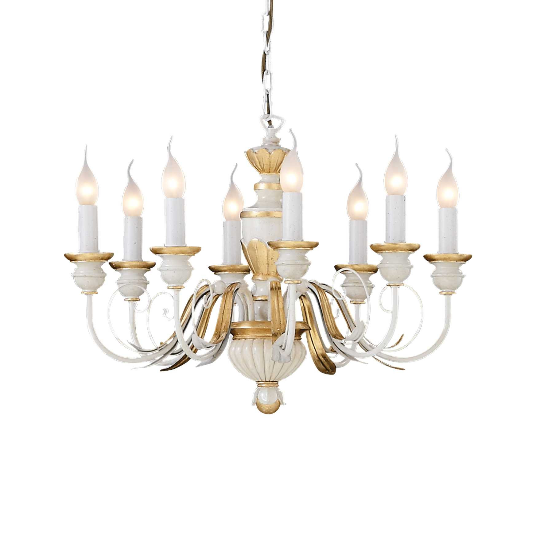 Ideal Lux Firenze - 8 Leichte Kronleuchter Elfenbein, Gold-finish, E14