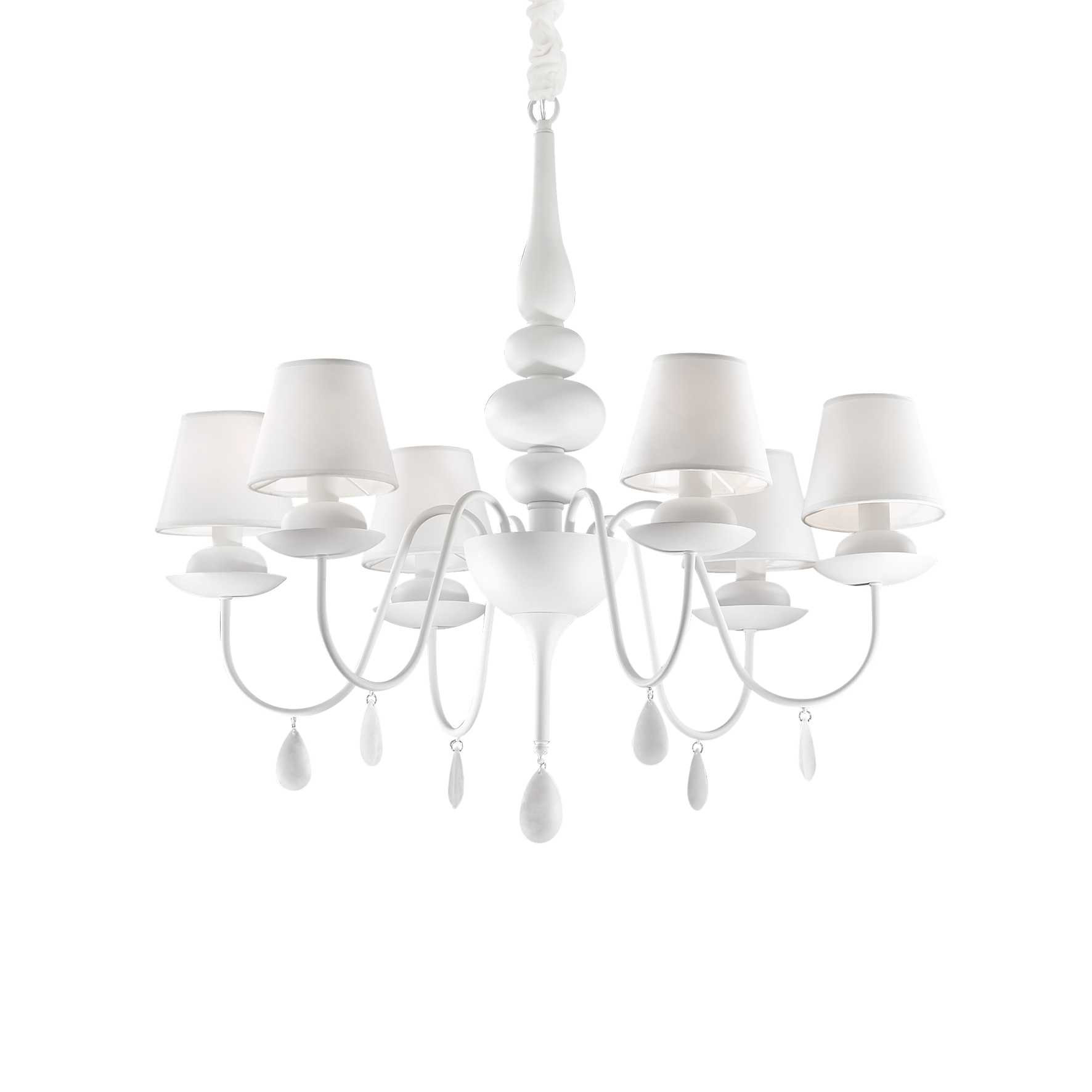 Ideal Lux Blanche - 6 Leichter Mehrarmiger Kronleuchter In Weiß, E14