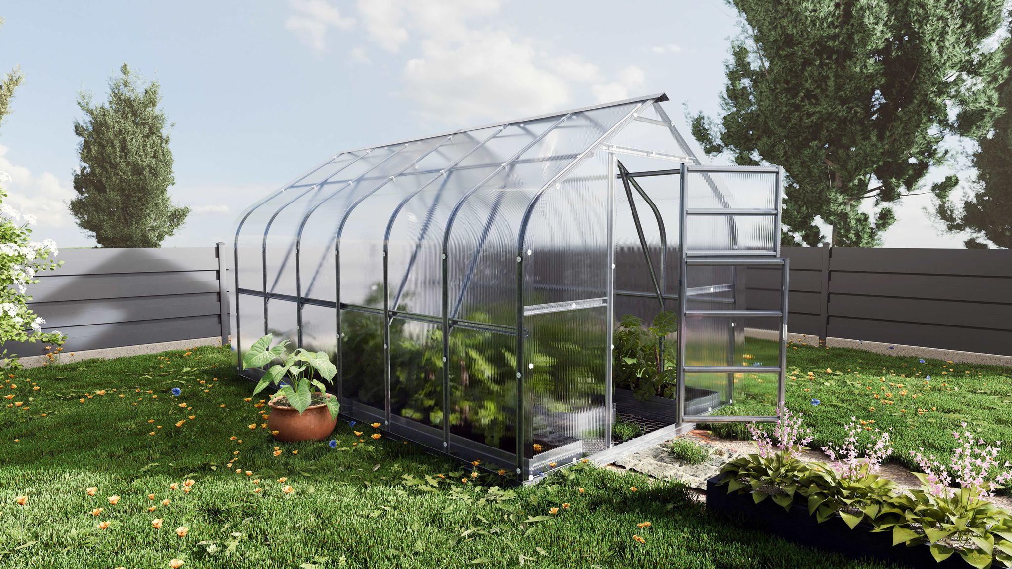 Polycarbonat-gewächshaus Klasika Standart Premium 2,5x4m 10m²