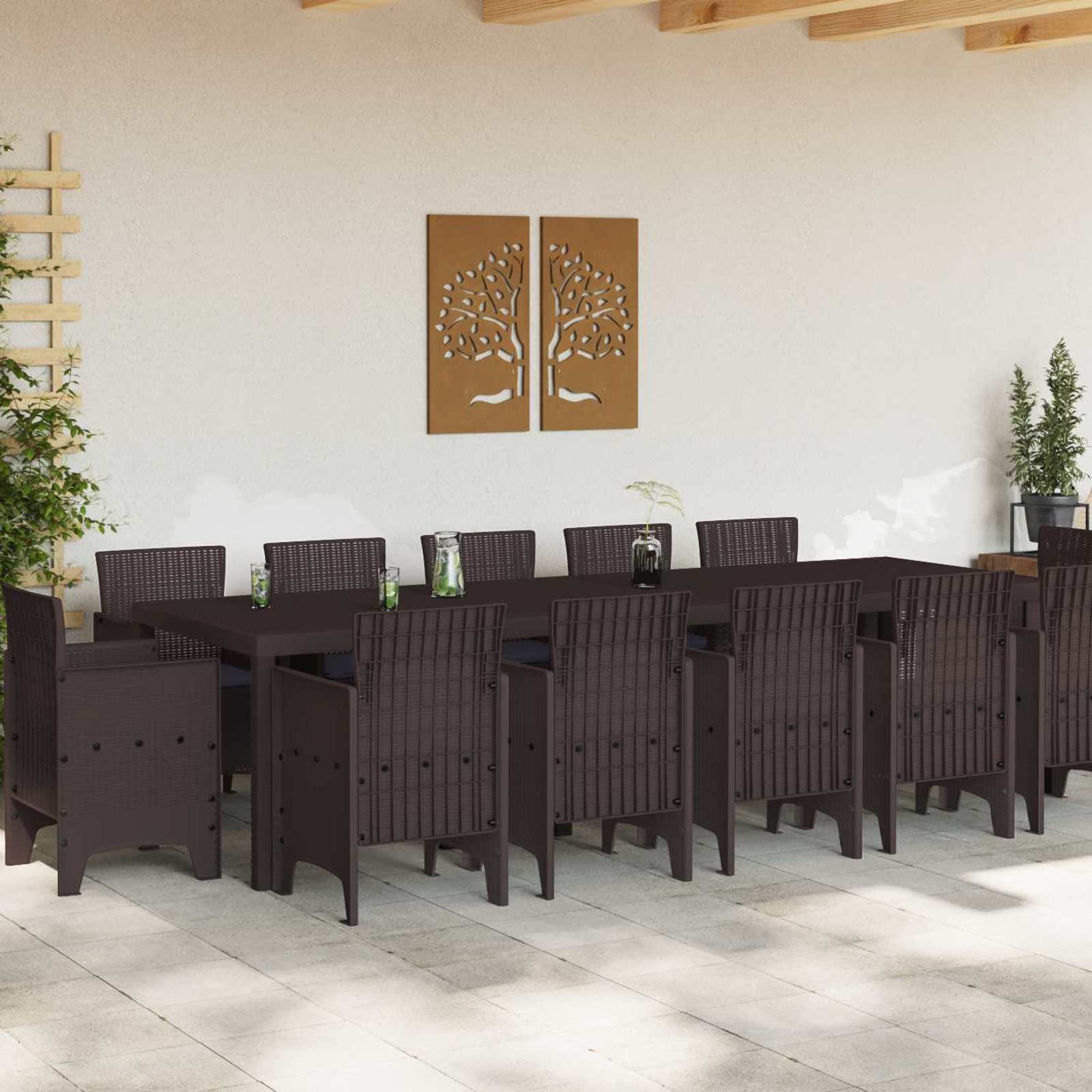 Garten Essgruppe 13 Pcs Braun Und Anthrazit