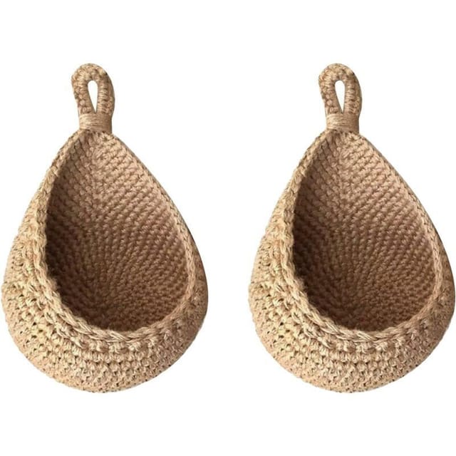 Set Aus Hängenden Wandkörben, Dekorative Aufbewahrungskörbe Aus Baumwollseil Für Gemüse Und Obst Für Wohnzimmer, Badezimmer, Küche Und Schlafzimmer (20 X 19 X 25 Cm)