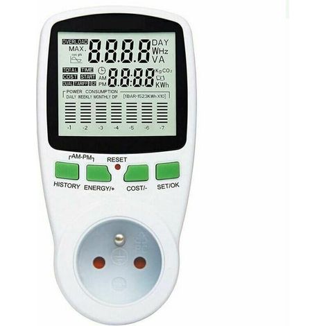 One Piece Plugin Watt Kw Meter, Ampèremètre De Moniteur D'Électricité Domestique, Wattmètre Socket Compteur D'Énergie, Testeur D'Analyseur De Compteur, Protection Contre Les Surcharges 178.57.7