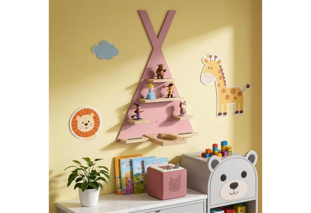 Relaxdays Toniebox Regal, Magnetisch, Für Hörspielbox & 34 Tonies, Zelt, Hxbxt: 69x49x9 Cm, Toniefigurenregal, Rosa