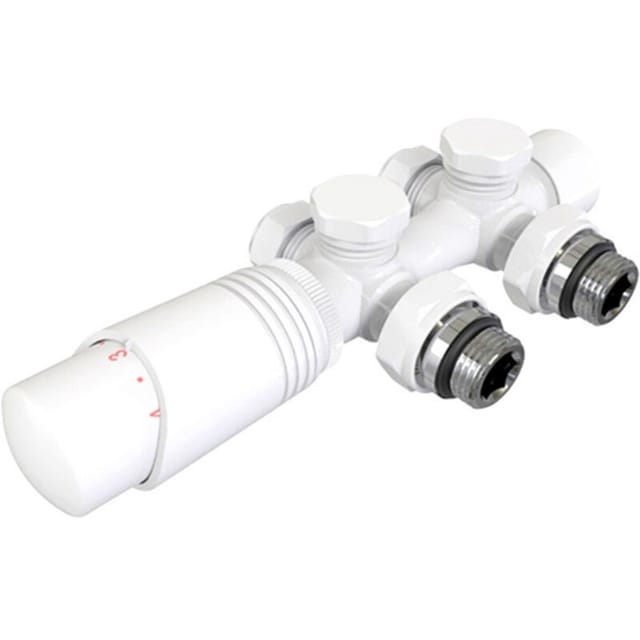 Ventilarmaturen Für Mehrfachblockheizkörper, Heizungszubehör Für Ventilblöcke, Winkelausführung Und 50 Mm Gerader Durchgang, Mit Thermostat (für 15 Mm + 16 Mm G1/2"-rohre).