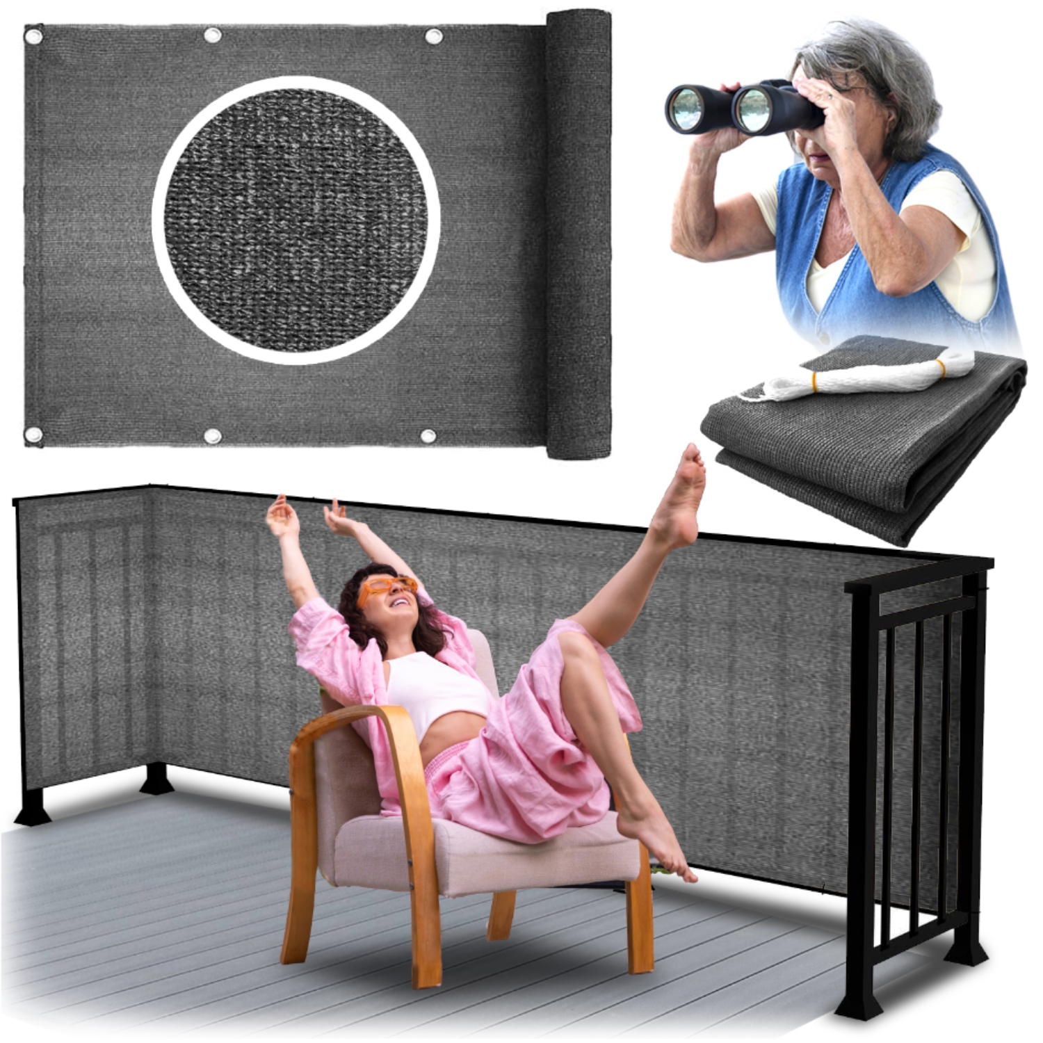Balkon- Und Terrassen-sonnenschutznetz Mit Befestigungsmaterial 100 X 500