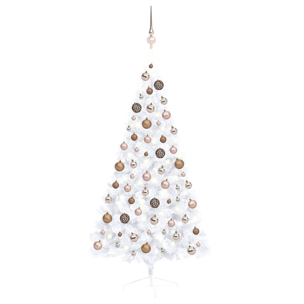 Künstlicher Halb-weihnachtsbaum Beleuchtung Kugeln Weiß 150 Cm
