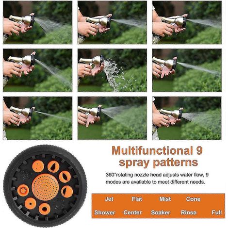 Metal High-pressure Garden Water Gun With 9 Spray Patterns, Ideal For Uk Gardening And Pet Care Tasks