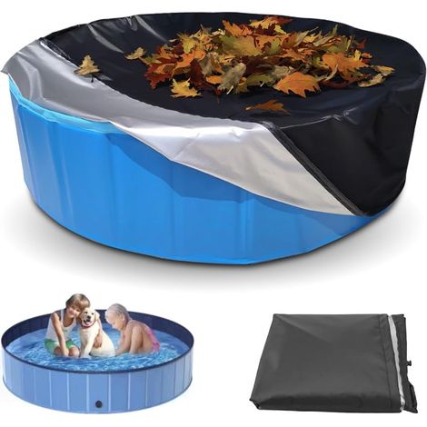Bâche De Piscine Ronde 160 Cm, X 30 Avec Cordon Serrage, Oxford 210d, Imperméable, Pliable, Résistante Aux Uv Et Indéchirable, Pour Chien -