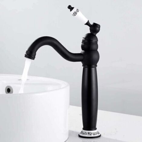Barkbustersrobinet Lavabo Rétro Noir Haut,mitigeur Lavabo Pivotant À 360°robinet Salle Bain,mitigeur Salle De Bain,laiton