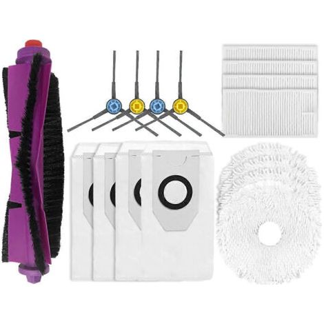 Kit D'Accessoires Compatible Avec L'Aspirateur Robot Midea V12 : Brosse Principale, Filtre De Nettoyage Et Sac À Poussière.