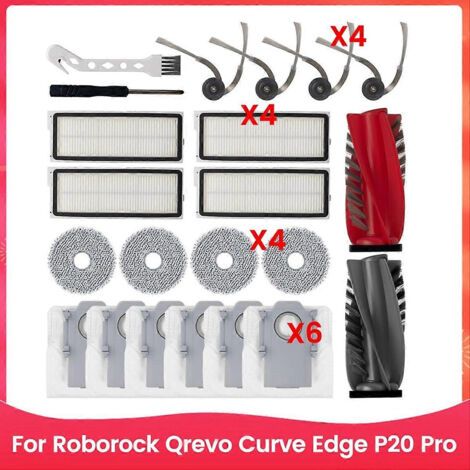 Pièce De Rechange Pour Aspirateur Roborock Qrevo Curve Edge P20 Pro : Brosse Latérale Principale Et Filtre Hepa.