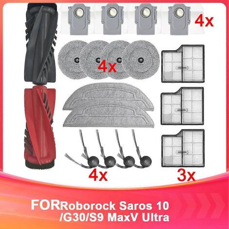 Kit D'Accessoires De Rechange Pour Aspirateur Robot Roborock Saros 10/s9 Maxv Ultra : Double Brosse Principale, Filtres, Sacs À Poussière