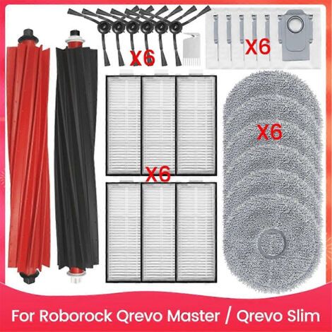 Ensemble De 27 Pièces Comprenant Brosse, Sac À Poussière, Filtre Et Chiffon De Nettoyage Pour Aspirateur Roborock Qrevo Master Qrevo Slim.