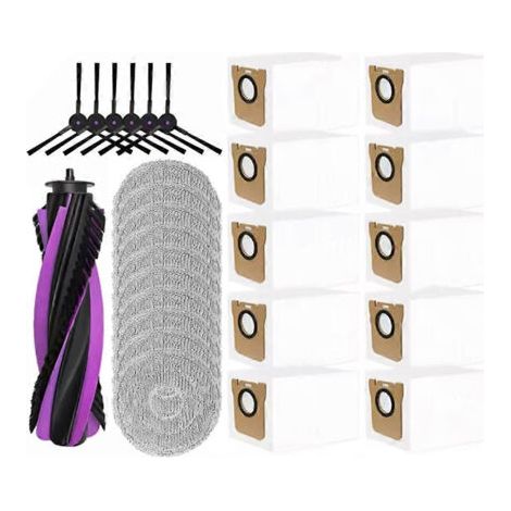 Lot De 27 Pièces Pour Aspirateur Robot Jonr P20 Pro : Brosse Principale, Brosse Latérale, Lingette De Nettoyage Et Sac À Poussière.