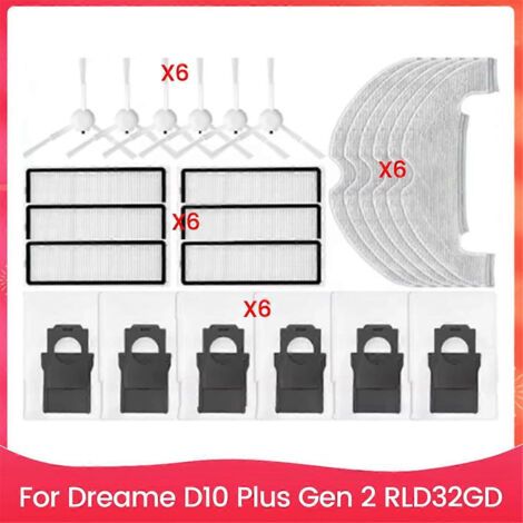 Pièces Détachées Pour Aspirateur Robot Dreame D10 Plus Gen 2 Rld32gd : Brosse Principale, Filtre De Nettoyage Et Sacs À Poussière.