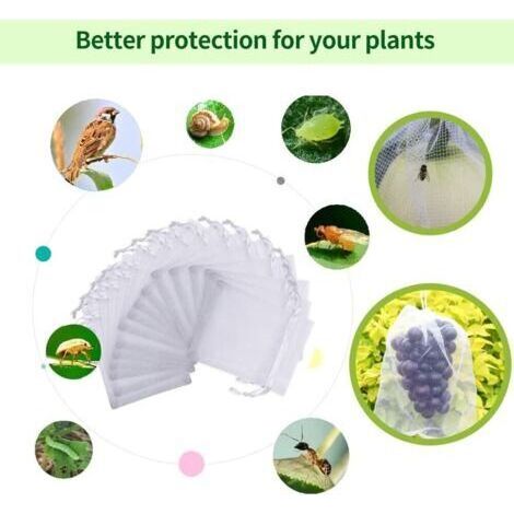 Bunthaus Bleu Émeraude Sac De Protection De Raisins, 100pcs Sac De Protection De Grappes, 20 X 30 Cm , Sachets De Protection Pour Plantes, Sac En Organza Avec Cordon De Serrage Pour Fruits