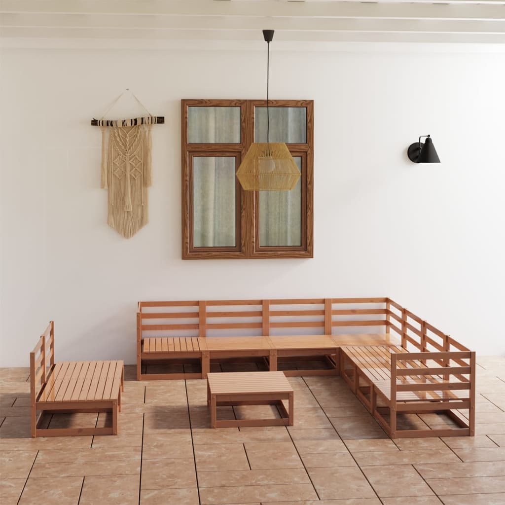 10-tlg. Garten-lounge-set Honigbraun Massivholz Kiefer