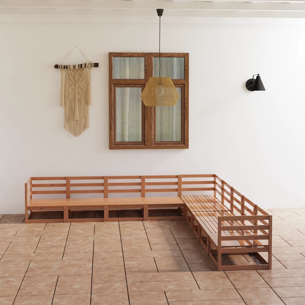 9-tlg. Garten-lounge-set Honigbraun Massivholz Kiefer