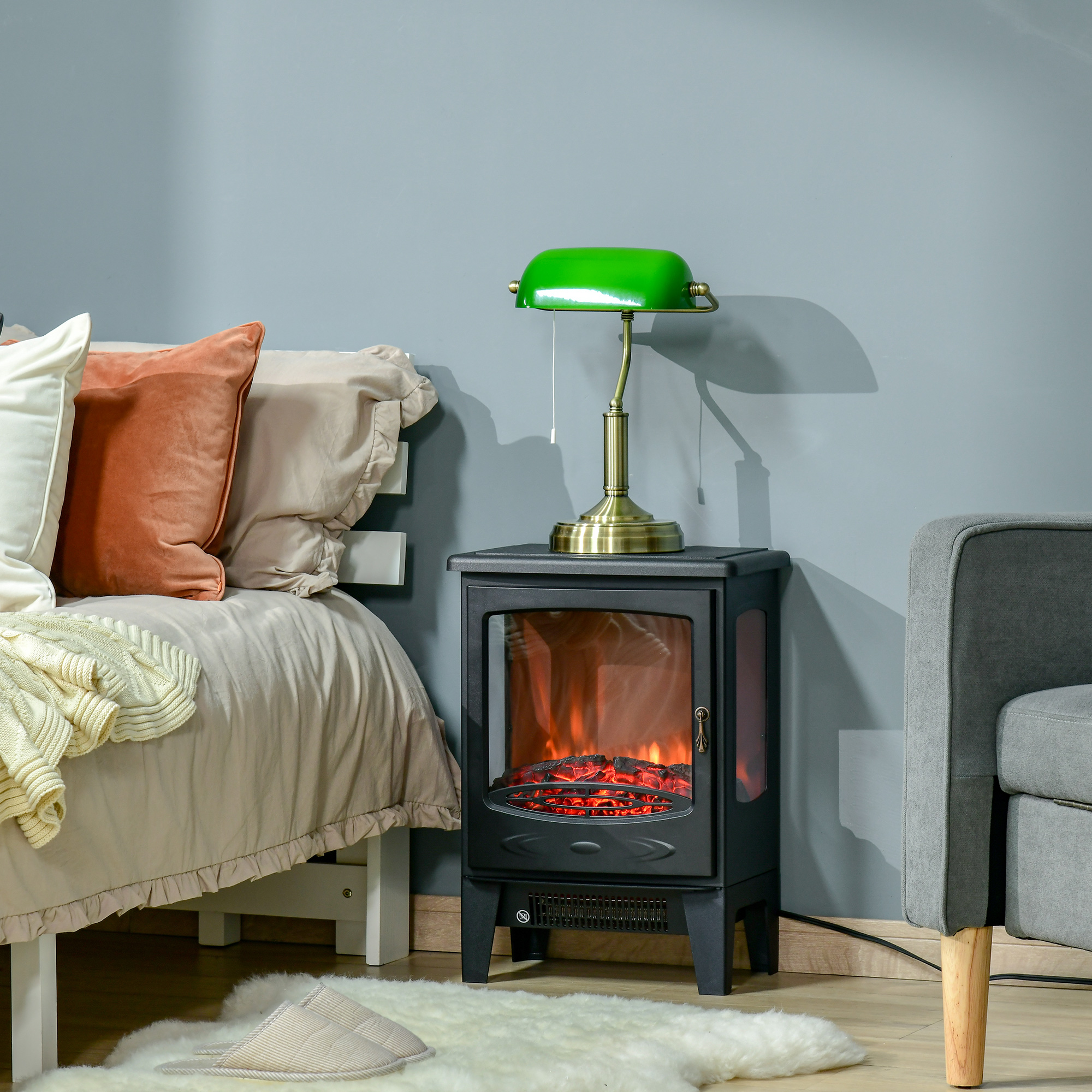 Elektrischer Kamin Mit Flammeneffekt Und 3 Offenen Seiten, Einstellbare Temperatur 900–1800 W, Überhitzungsschutz, Raumabdeckung 20–25 M², 39 X 26 X 54,8 Cm, Schwarz