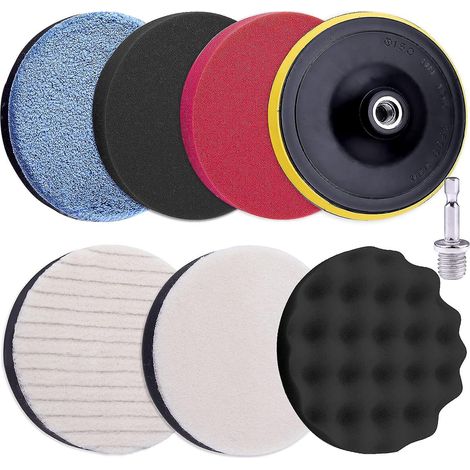 8 Pieces Polishing Pad 125mm Polishing Sponge Car Polishing Pad Set Foam Polishing Sponge Polishing Machine Attachment With M14 Drill Bit Adapter