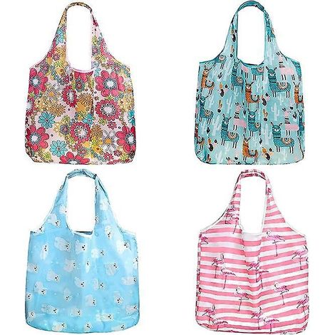 Lot De 4 Sac De Courses Pliable Sac Provisions Rutilisable Sacs D'Picerie Pour Fruits Et Lgumes